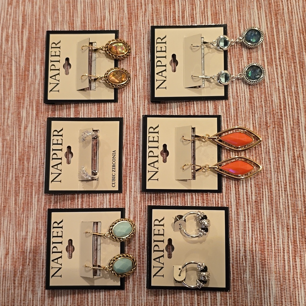NAPIER BRAND WOMENS FASHION JEWELRY PIERCED EARRINGS BUNDLE OF 6 PAIRS